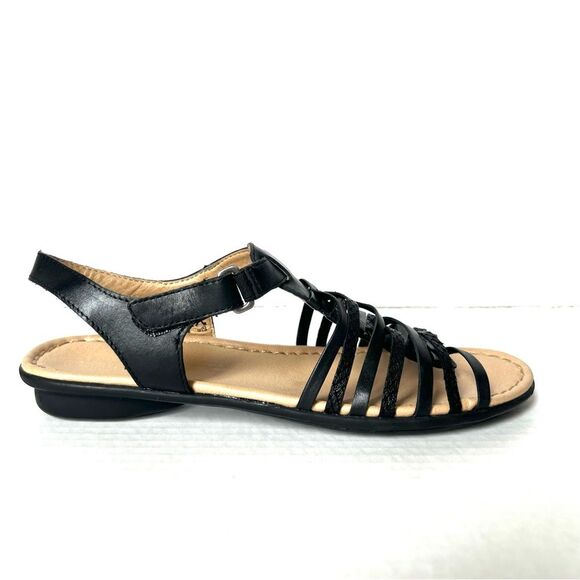 Naturalizer Black Leather Wade Weaved Strap Casual Comfy Sandals SZ 9 - Picture 1 of 10